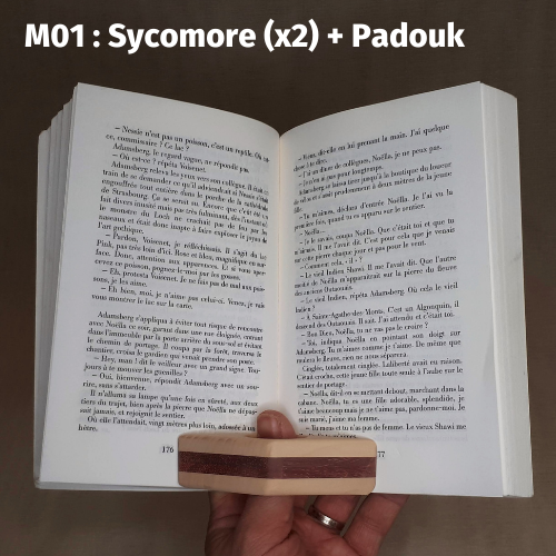 Losange de lecture en bois massif M01 Sycomore et Padouk